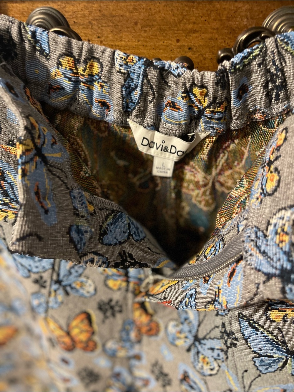 DAVI & DANI Butterfly Print Wide Leg Trousers in Blue and Yellow - Picture 3 of 7